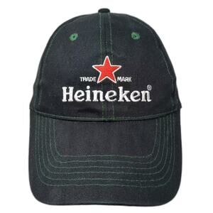 Heineken Logo Embroidered Baseball Cap Black Green Hat Strapback OS Adjustable